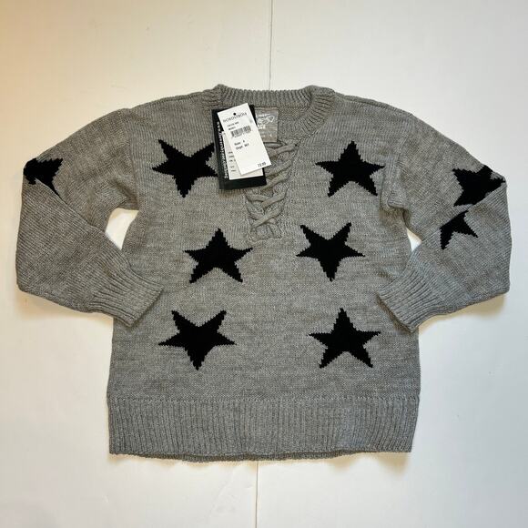 NWT Flowers by Zoe Girls Gray Star-Patterned Sweater - Size 4Y - Picture 1 of 5